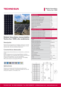 TECHNO SUN - Panel solar de 150W para instalaciones aisladas
