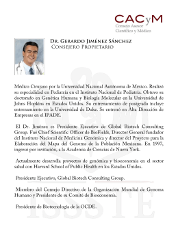 Dr. Gerardo Jiménez Sánchez Consejero Propietario Médico
