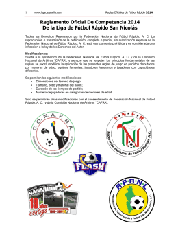 Reglamento Oficial De Competencia de Fútbol Rápido 2014