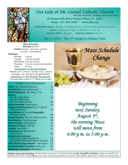 Mass Schedule Change - Our Lady of Mount Carmel