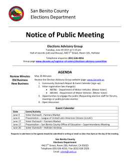 Notice of Public Meeting - San Benito County Registrar of Voters