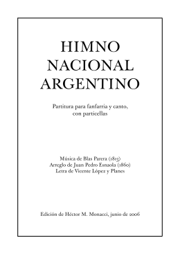 Partitura para fanfarria del Himno Nacional Argentino