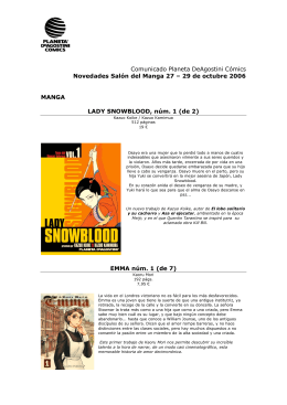 29 de octubre 2006 MANGA LADY SNOWBLOOD, núm. 1 (de 2)