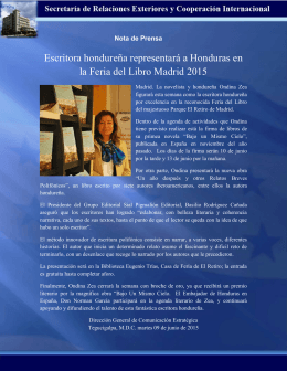 Escritora hondureña representará a Honduras en la Feria del Libro