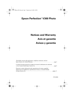 Epson Perfection V300 Photo Notices and Warranty Avis et garantie