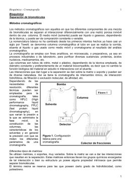 Bioquímica - Cromatografía 1 1 Bioquímica Separación de