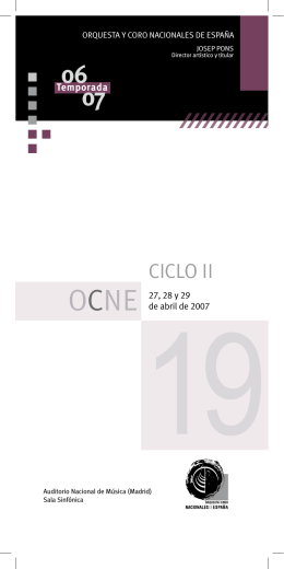 OCNE 19, Ciclo II - Orquesta y Coro Nacionales de España