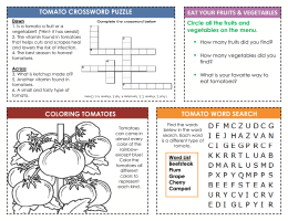 tomato crossword puzzle eat your fruits & vegetables coloring