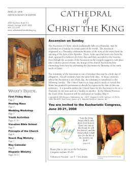 Ascension on Sunday You are invited to the Eucharistic Congress