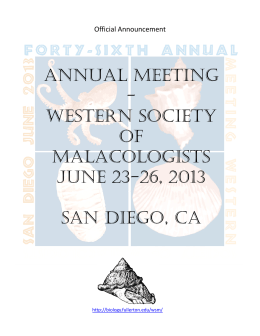 46th Annual Meeting of the Western Society of Malacologists San