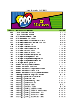Lista de precios 02/11/2015 CODIGO ARTICULOS FUMADOR