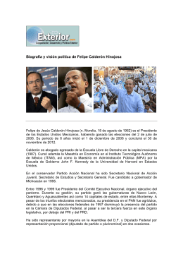 Biografía y visión política Felipe Calderón Hinojosa