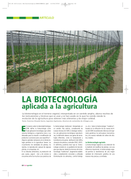 LA BIOTECNOLOGÍA aplicada a la agricultura