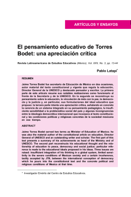 El pensamiento educativo de Torres Bodet: una apreciación crítica