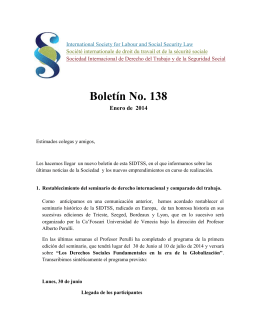Boletín No. 138 - International Society for Labour and Social