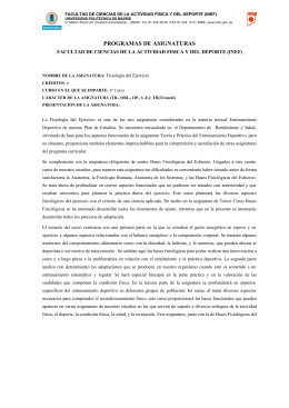 Fisiología del Ejercicio - INEF - Universidad Politécnica de Madrid