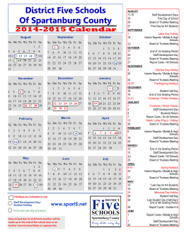 2014-2015 School Year Calendar - Spartanburg County School