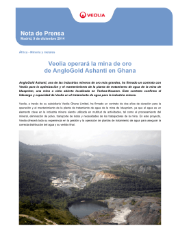 Veolia operará la mina de oro de AngloGold Ashanti en Ghana Nota