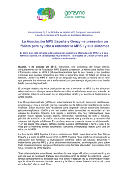 La Asociación MPS España y Genzyme presentan un folleto para