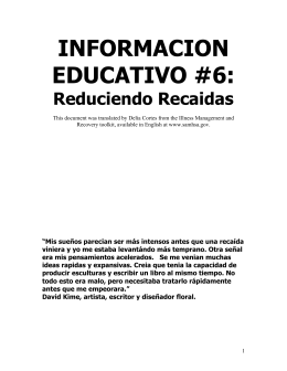 Informacion Educativo #6: Reduciendo Recaidas