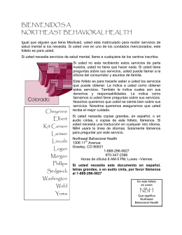 BIENVENIDOS A NORTHEAST BEHAVIORAL HEALTH NBH