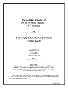 Indicadores dinámicos del éxito en la lectura 6 Edición IDEL Folleto
