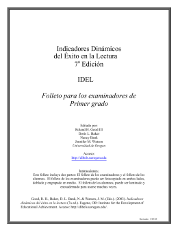 Indicadores Dinámicos del Éxito en la Lectura 7 Edición IDEL