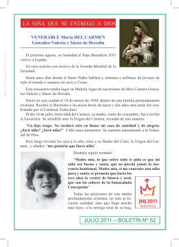 Boletín 52 - La venerable sierva de Dios María del Carmen