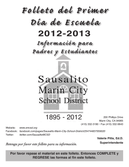 Folleto del Primer Día de Escuela - Sausalito Marin City School District