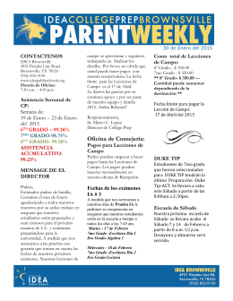 30 de Enero del 2015--Parent Weekly