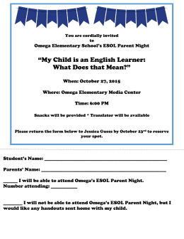 “My Child is an English Learner: What Does that Mean?”
