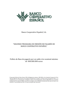 Banco Cooperativo Español, S.A. “SEGUNDO PROGRAMA DE