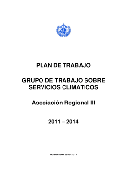 Plan de Trabajo – Grupo de Trabajo sobre Servicios Climáticos