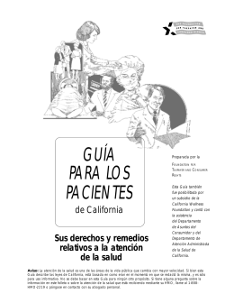 GUÍA PARA LOS PACIENTES - The California Patient`s Guide