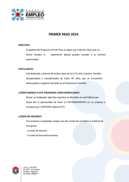 PRIMER PASO 2014 - Agencia de Empleo y Formación Profesional