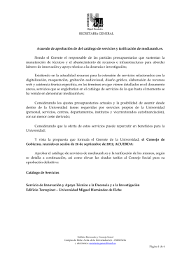 Catálogo de Servicios MEDIAUMH - Universidad Miguel Hernández
