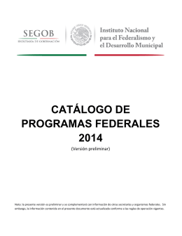 CATÁLOGO DE PROGRAMAS FEDERALES 2014
