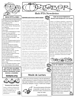 Holt PTA Newsletter Holtpta.org