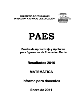 Resultados PAES 2010- Informe para docentes