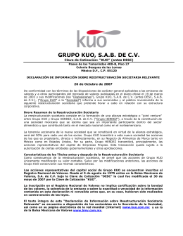 Folleto Informativo JV Grupo KUO / Grupo Herdez