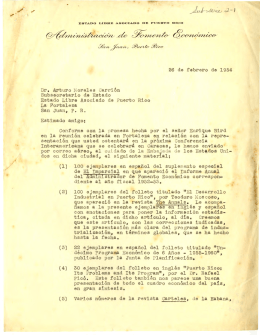 Carta de Ramírez, Mariano a Arturo Morales Carrión, 26 feb. 1954.