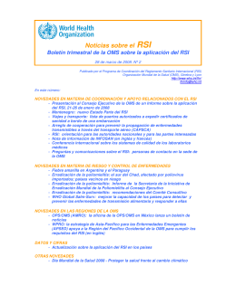 Noticias sobre el RSI - World Health Organization