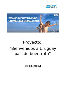 Proyecto: “Bienvenidos a Uruguay país de buentrato”