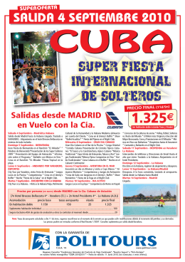 CUBA SEP 2010 MAD SOLTEROS:OFERTAS 2010