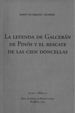 LA LEYENDA DE GALCERÁN - Reial Acadèmia de Bones Lletres