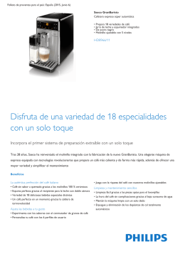 Product Leaflet: Cafetera expreso súper automática