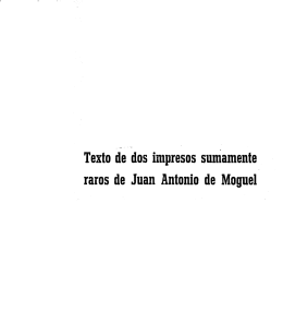 Texto de dos impresos sumamente raros de Juan Antonio de Moguel