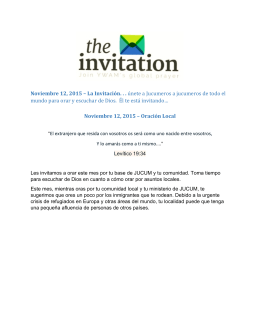 Noviembre 12, 2015 – La Invitación. . . únete a Jucumeros a jucu