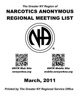 NARCOTICS ANONYMOUS REGIONAL MEETING LIST March, 2011