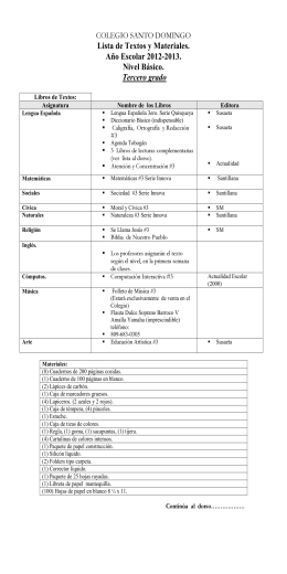 Lista de Textos y Materiales. Año Escolar 2012